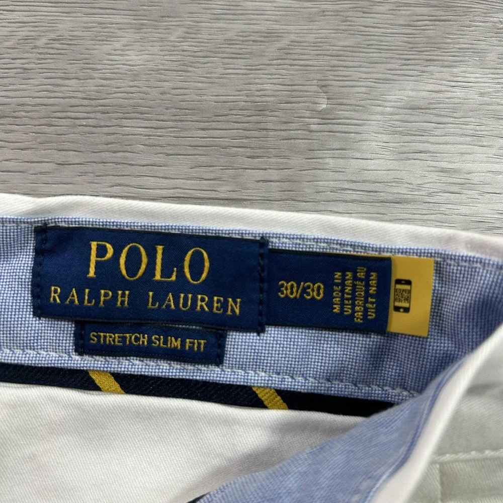 Polo Ralph Lauren Pants Mens 30x30 White Stretch Slim Fit Chino Casual Everyday